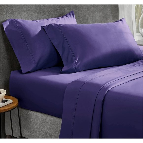 100% Cotton Sheets 4 Pc, Luxury Sheets & Pillowcases, Breathable Bedding - Picture 4 of 4